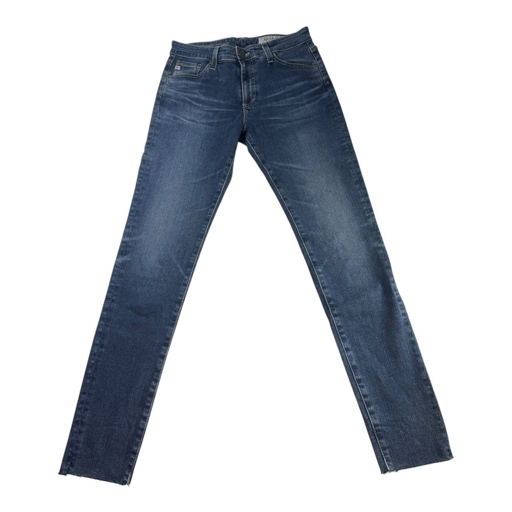 AG Adriano Goldschmied The Farrah Skinny Ankle High Rise Jeans Blue Raw Hem 27